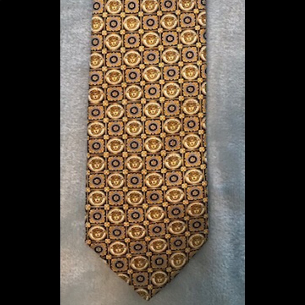Versace Gold & Blue Tie with Lion